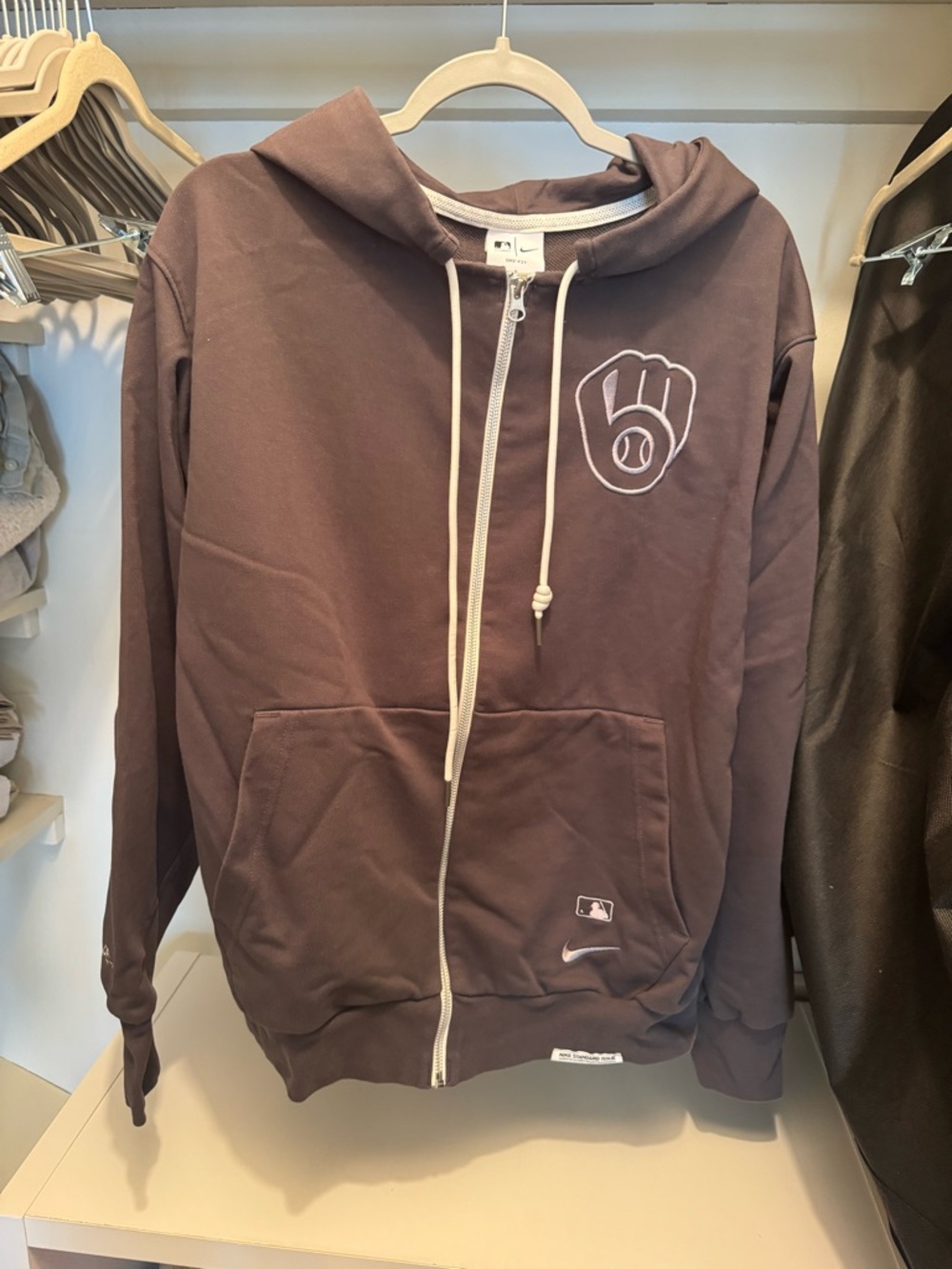 Milwaukee Brewers Nike x MLB grey Zip Hoodie with Glove Logo